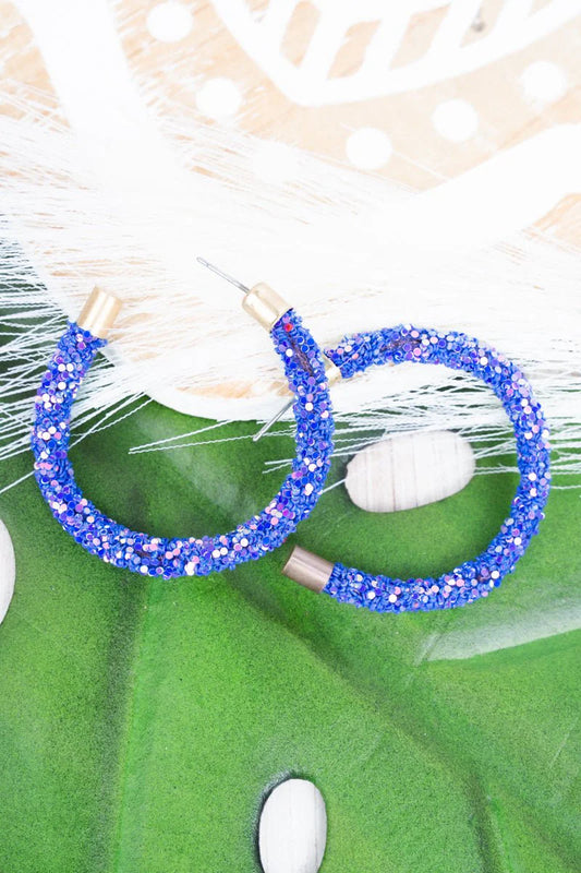Blue Glitter Hoops